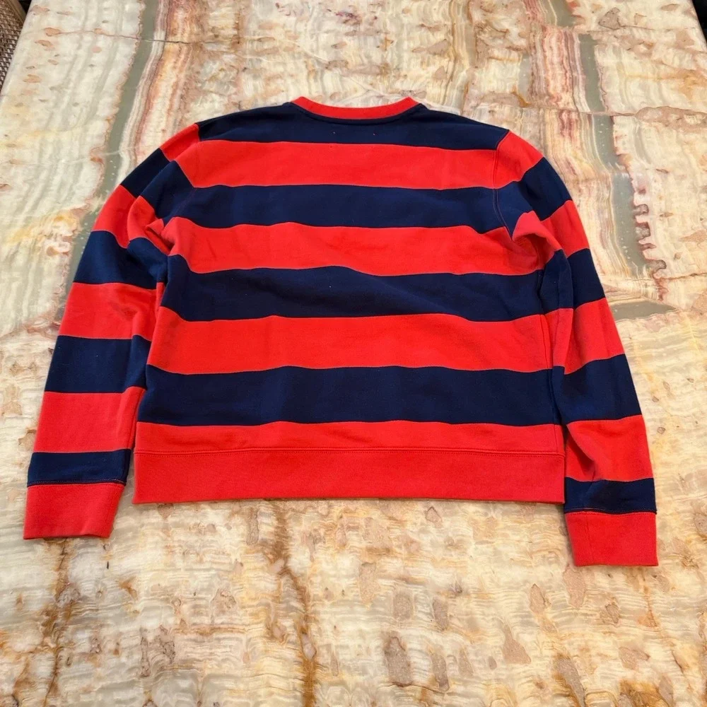 Tory Sport Women's L Red Navy Striped LOVE Sweatshirt Pullover